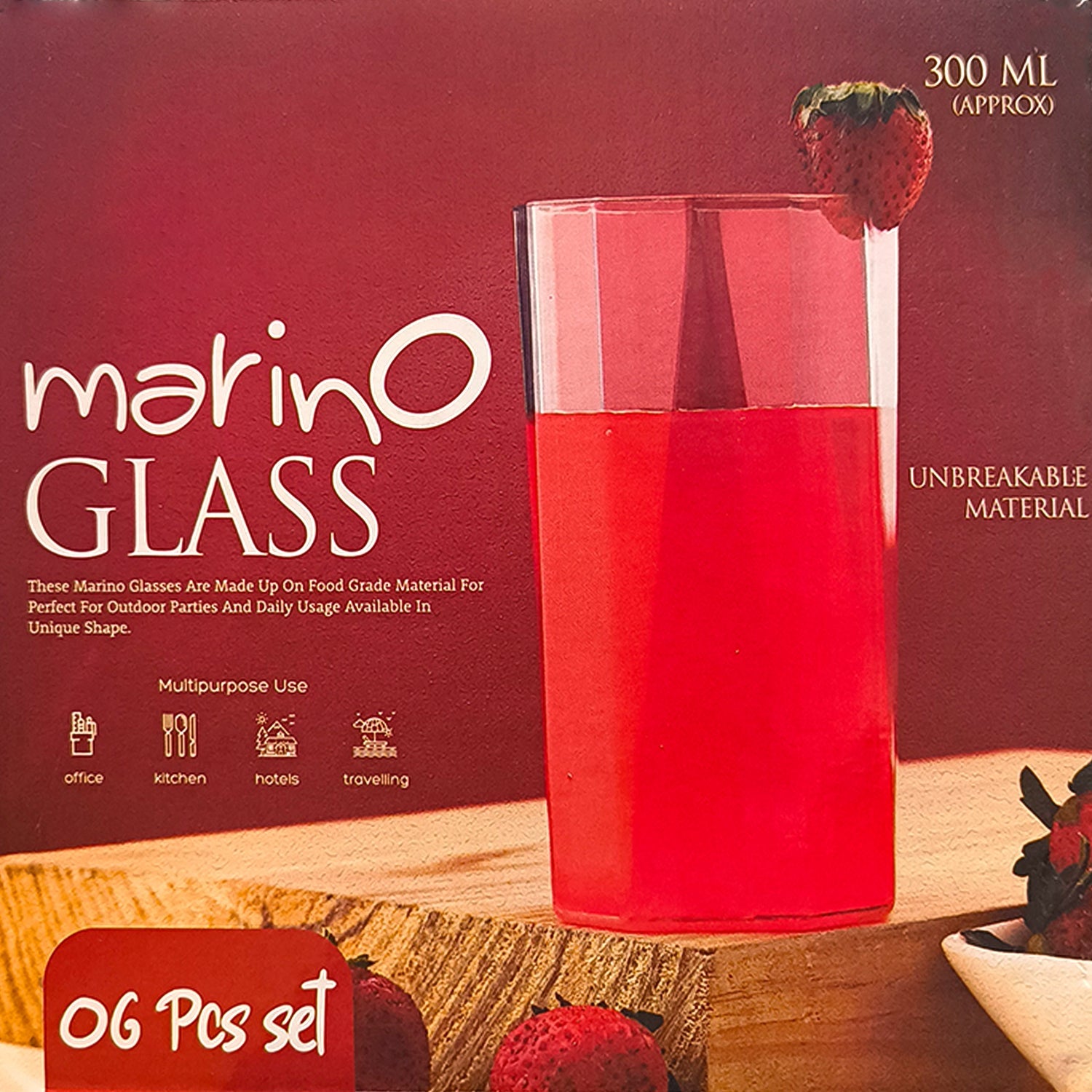 Apex Merino N’ Glass Unbreakable Plastic Drinking Glass Set (6Pc/300ml) Approx Apex Merino N’ Glass Unbreakable Plastic Drinking Glass Set (6Pc/300ml) Approx